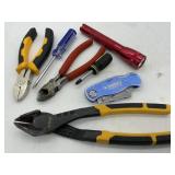 HAND TOOLS, WIRE CUTTERS, FLASHLIGHT & POCKET