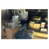 Fuel filters, box of screws, misc. parts on shelf