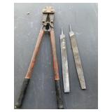 Bolt cutters and files