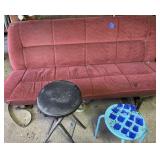 Red Van Bench and 2 stools