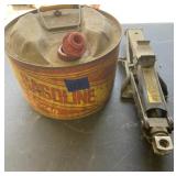 Scissor jack and gas can