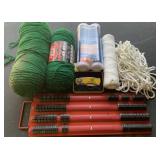 John Deere knife, socket organizer, yarn and rope