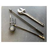 Crescent wrench 18', breaker bar, pressure gauge
