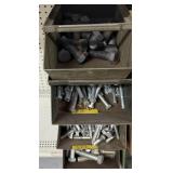 (4) metal bins of assorted bolts