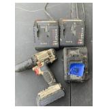 Porter Cable drill, battery and 3 chargers