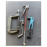 C Clamp, rivet gun and air nozzles
