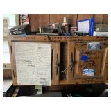 Wood Cabinet and contents - also on top