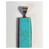 LARGE STERLING & TURQUOISE PENDANT!!