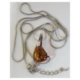 STERLING SILVER & AMBER NECKLACE!!