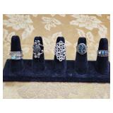 FANCY ESTATE STERLING RINGS!! 5 X BID.