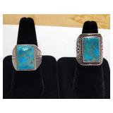 EXCEPTIONAL STERLING & TURQUOISE RINGS! 2 X BID.