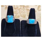 EXCEPTIONAL STERLING & TURQUOISE RINGS!! 2 X BID