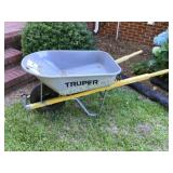 Metal wheel barrow w/wooden handles