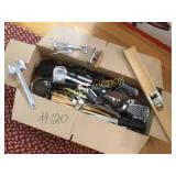 Box full of cooking utensils