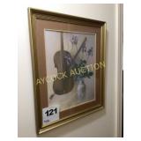 Large framed picture of violin