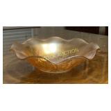 Carnival glass bowl (amber colored)