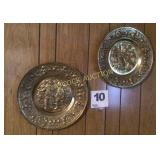 Set of 2 vintage German pewter wall hangings