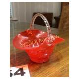 Glass decorative basket (red)