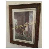 Framed print of little girl w/red bow