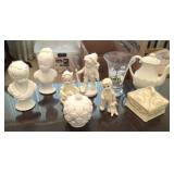 Box with coffee pot, vase, busts, etc.