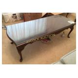Wooden coffee table w/glass top for protection