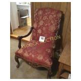 French-style carved wood armchair w/carved wood
