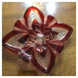 Chip & dip set (red & white in color) - glass