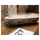 Box with glass casserole dishes & tea pitchers