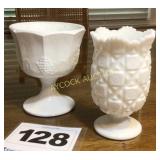 Milk glass vase and candy dish