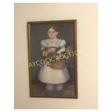 Framed reproduction -'Girl with Basket of Flowers'