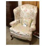 Wing back chair w/pillow