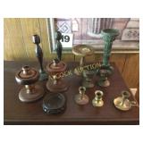 Box full of wooden candle holders
