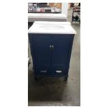 24" Navy Blue Vanity Base W/ White Vanity Top,