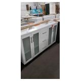 60" White Vanity Base W/ Frosted Glass Insert