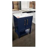 24" Royal Blue 24" Vanity Base With Gold Accent &