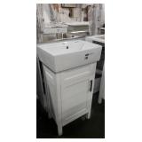 18" White Vanity Base With Ceramic Single Form
