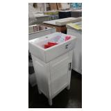 18" White Vanity Base With Ceramic Single Form