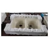 Off White Composite Resin Double Bowl Kitchen