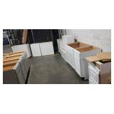1 Lot (11) Assorted  & Damaged White Cabinets,