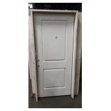 36" Off White 2-Panel Arch Top Exterior Pre-Hung