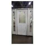 36" 3-Panel White Exterior Door, 1/2 View  W/