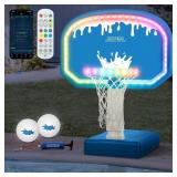 OHYEMO LED Pool Basketball Hoop  2 LED Balls