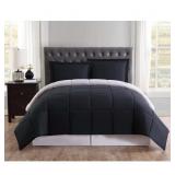 2-Piece Black and Grey Twin Comforter Set