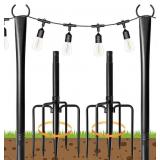 2 Pack String Light Poles for Outside  Metal