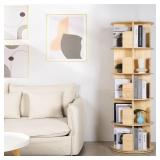 Rengue 5 Tier Rotating Bookshelf  Pine