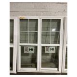 60 1/2 x 61 Mi Double Hung Window, White W/ Grid