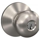 SCHLAGE F51A Plymouth Door Knob, Deadbolt -Satin N