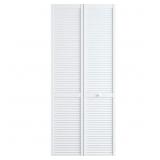 30x80 Louver Pine White Interior Bi-fold Door