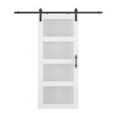 $298 42x84in 4-lite Frosted Barn Door *MAY HAVE MI