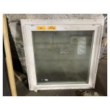 27 x 27 White Fixed Vinyl Window W/ Frosted Glass